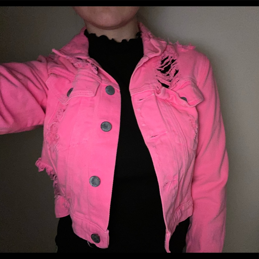LF hot pink cropped jacket